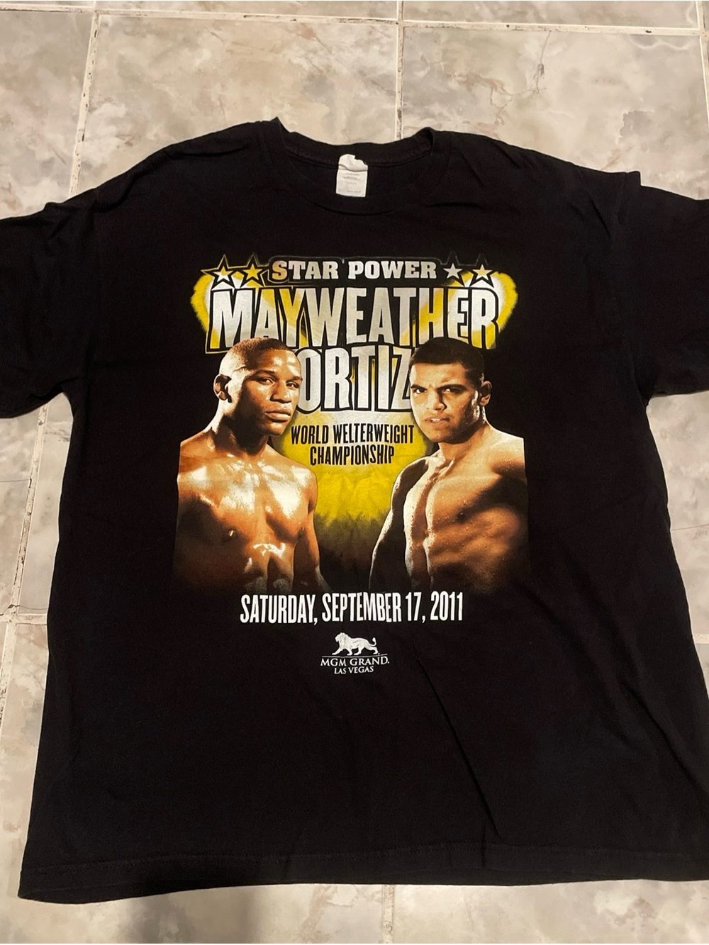 Vintage Floyd Mayweather VS Victor Ortiz 2011 Double Sided Tee SZ XL Grunge Rap